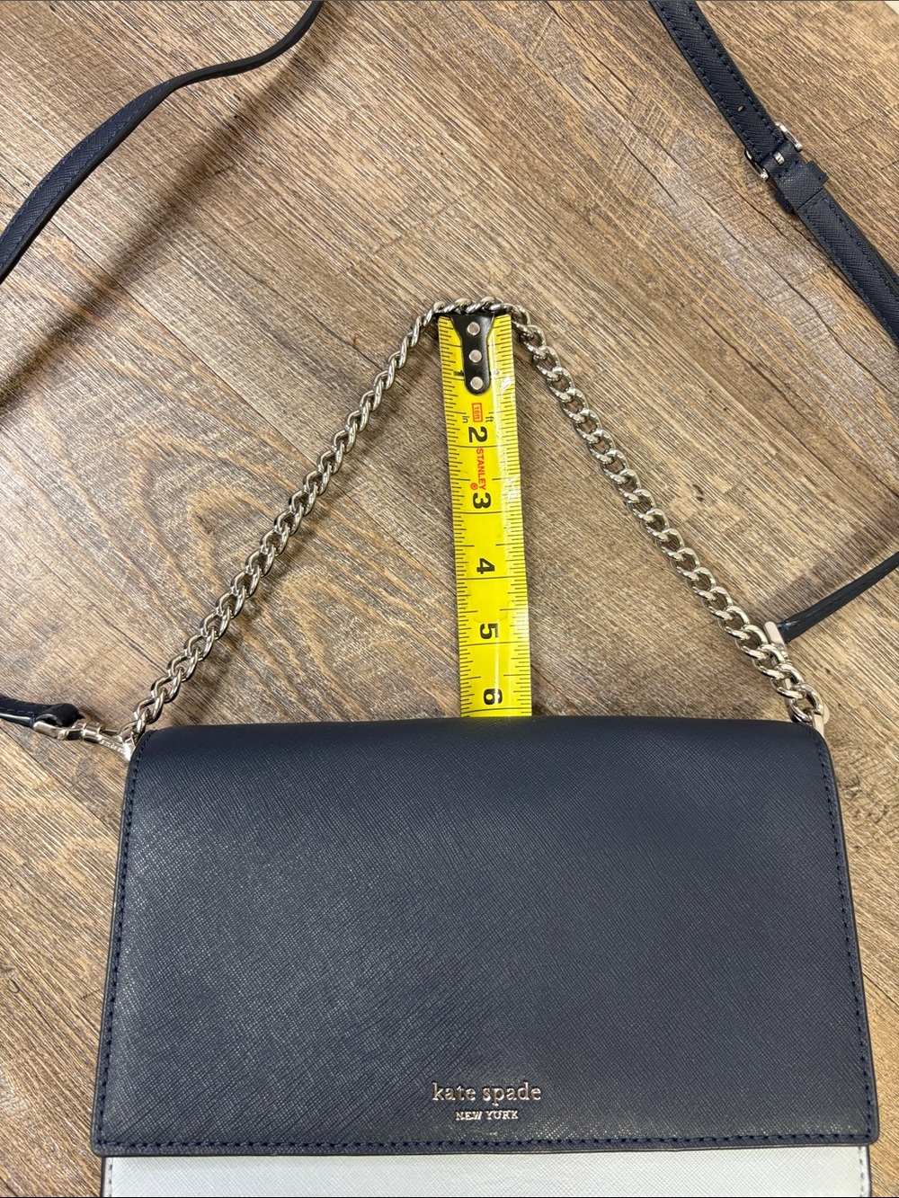 Kate Spade New York Navy Blue Colorblock Chain Crossbody Shoulder Bag - Picture 15 of 15